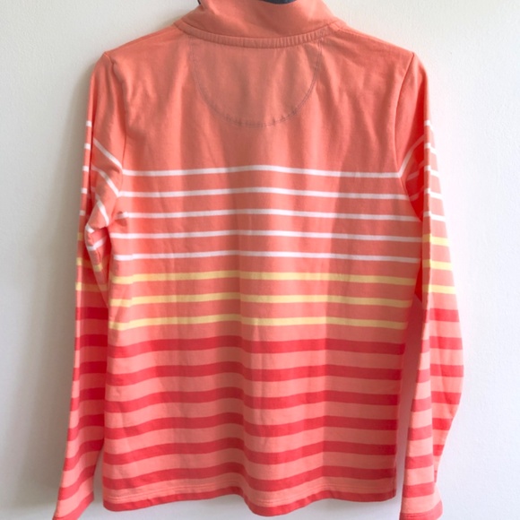 L.L. Bean Women's Soft Cotton Rugby Henley Peach White Petite Small L/S - Picture 3 of 6